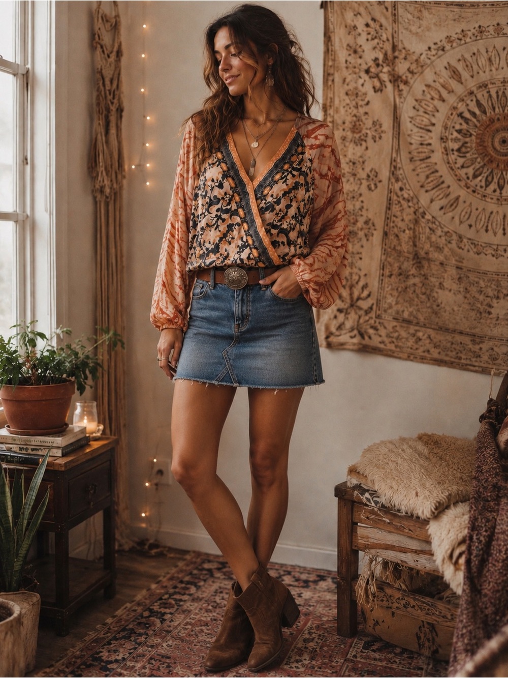 Free People ‘Cruisin’ Together Boho Crossover Blouse | Festival Chic Peasant Top